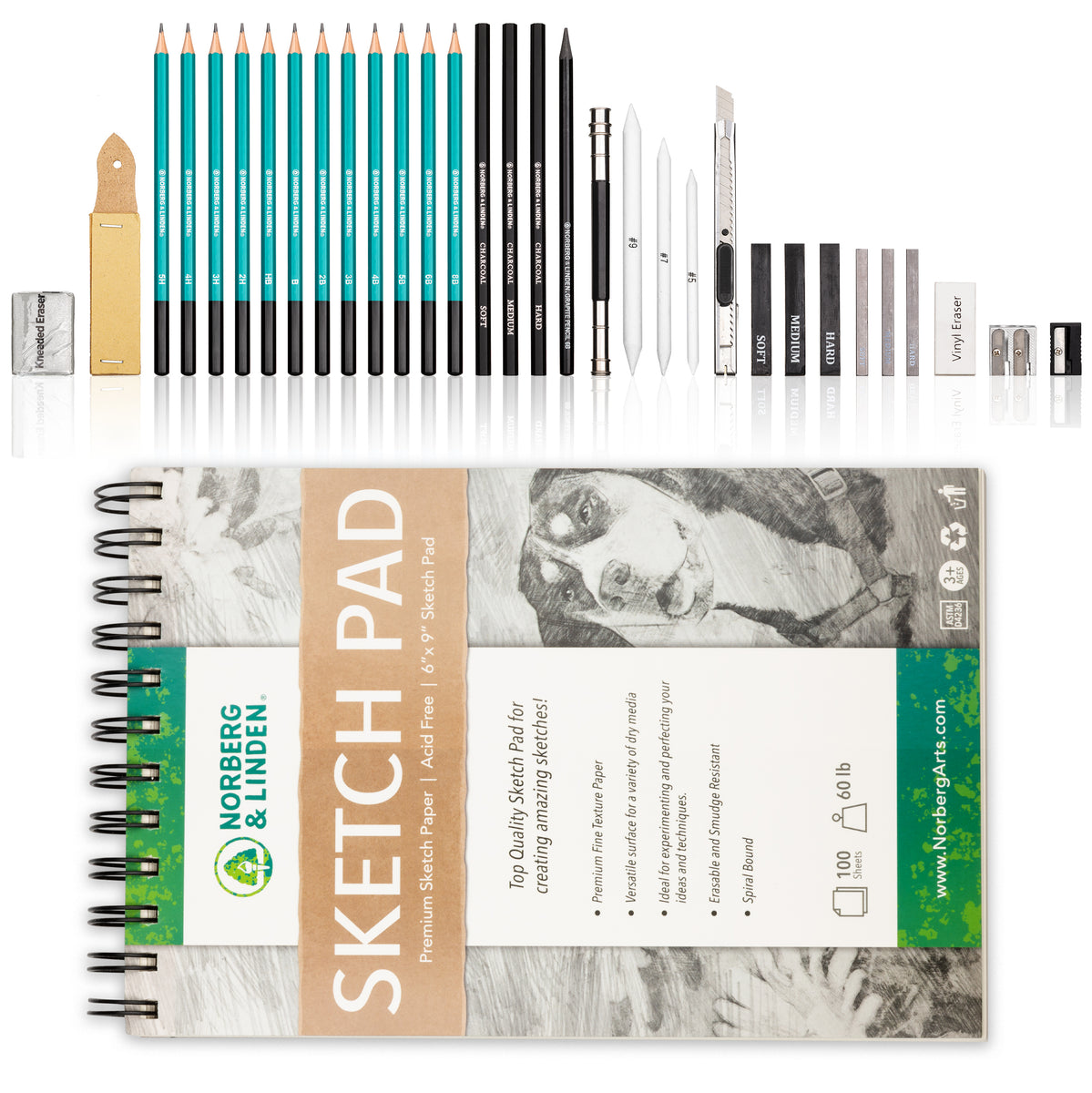 XL Drawing Set - Sketching, Graphite and Charcoal Pencils. Includes 10 –  Norberg and Linden