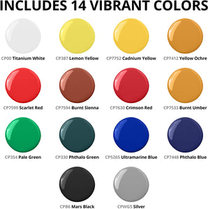 Premium Acrylic Paint Set - 15 Large Tubes (4oz 120 ml) for Canvas Painting - Pouches of High-Pigment Colors