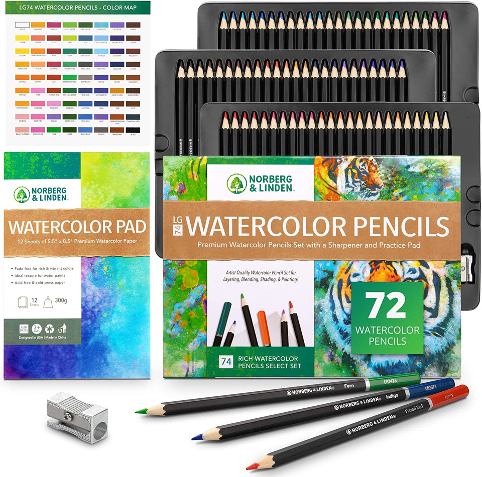 Norberg & Linden 144-Piece Art Set in Wooden Box with Drawer - Art Set for  Adults, Teens, Kids - Premium Art Supplies - Includes Watercolors, Oil