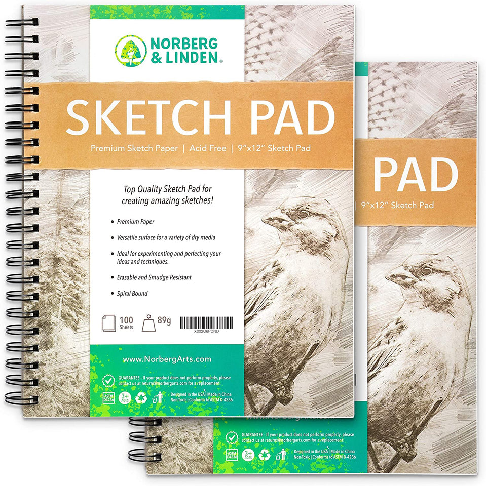 Sketch Pad x2  Paper for Artwork  Ideal for Dry Media  Erasable    Norberg and Linden