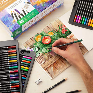 XXL 125 Colored Pencil Set - 120 Art Pencils, Drawing Paper Pad, 2 Erasers, & 2 Sharpeners - Soft Wax Core for Blending & Shading