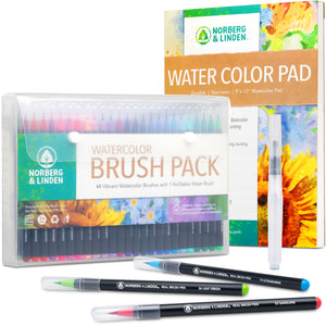 Junreox 12Pcs Watercolor Brush Pens Premium Water Brush Pen