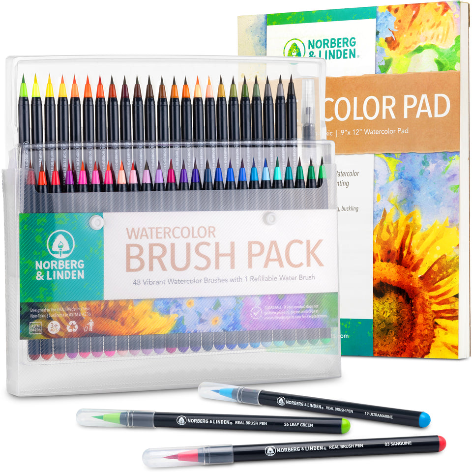 100-Color Watercolor Paint Set with Water Brush Pens and Pencil for Adults