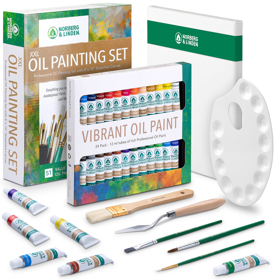 Norberg & Linden Acrylic Paint Set - Canvas and Acrylic Paint Sets for  Adults, Teens, Kids - Includes 12 Vivid Colors, 3 Painting Canvas Panels &  6 Assorted Brushes