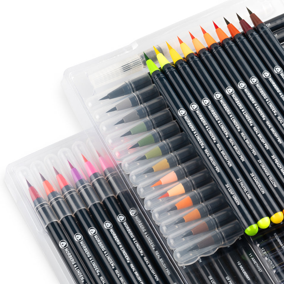 Real Waterbrush Set - 48 Watercolor Paint Markers, 1 Refillable Water –  Norberg and Linden