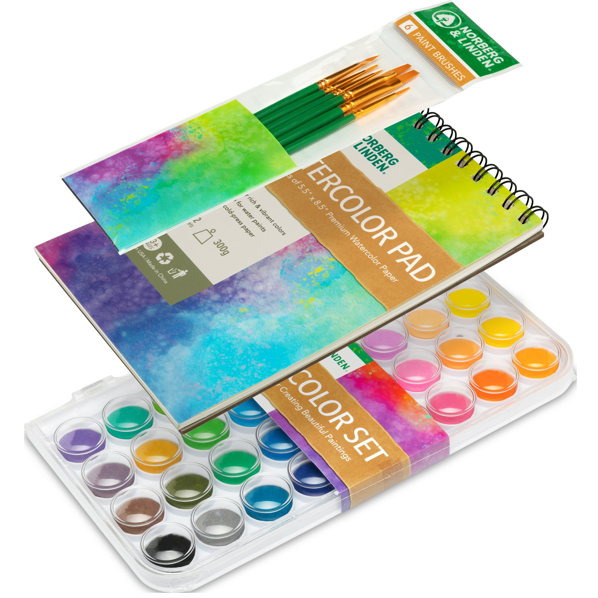 Mr. Pen- Watercolor Paint Set, 40 pcs, 36 Colors, Watercolor Paints, 4  Brushes, Non-Toxic Watercolor Paint, Portable Watercolor Set, Water Colors  for