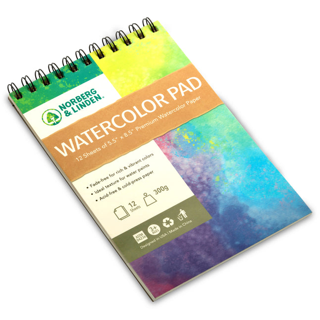 Watercolor Palette Norberg & Linden LG Water Color Paint Set - 36 Colors in  Half Pans, 12-Sheet Paper Pad, 3 Artist Painting Brush - for Adults Paints