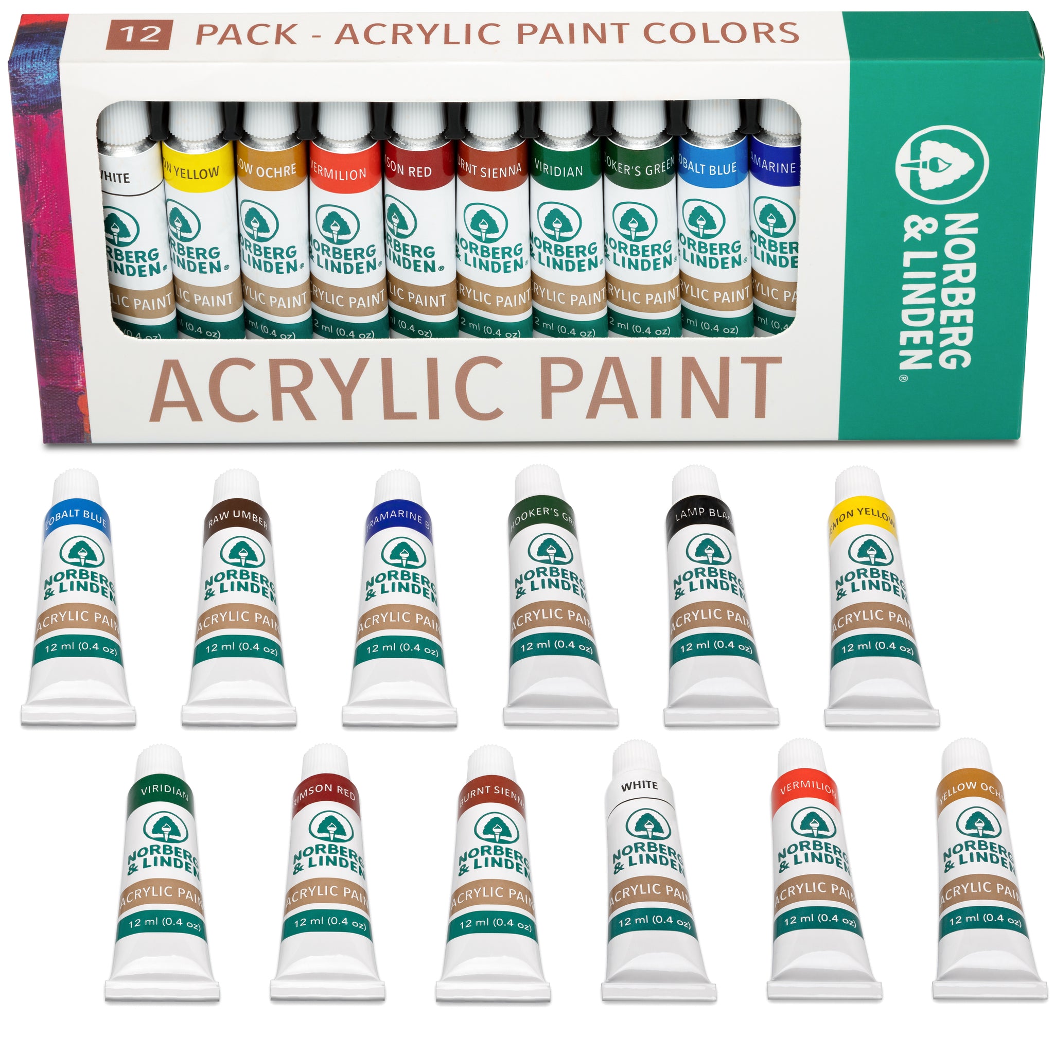 Acrylic Paint Set for Kids, Artists and Adults - 12 Vibrant Colors, 6 Brushes 3