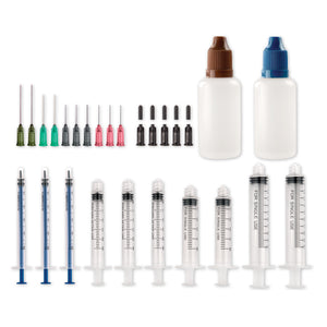 Syringe Blunt Tip Set - (10 Syringes, 10 Tips, 10 Caps and 2 Storage Bottles)