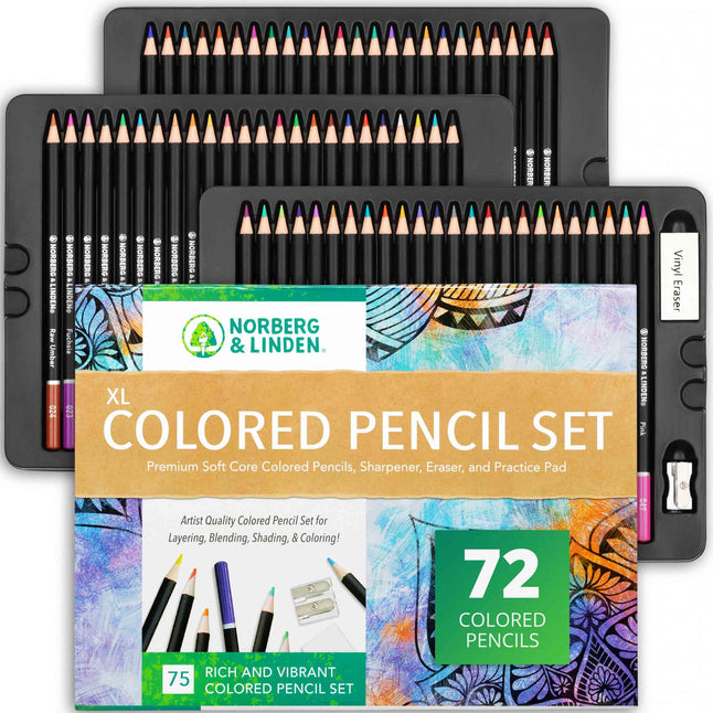 Norberg & Linden Art Supplies XXL144 Art Set in Deluxe Wooden Box with  Drawer Includes Crayons Oil Pastels Watercolor Paints Colored Pencils  Sharpener Sketch Pad for Adults and Kids